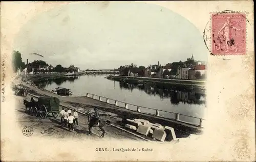 Ak Gray Haute Saône, Les Quais de la Saone