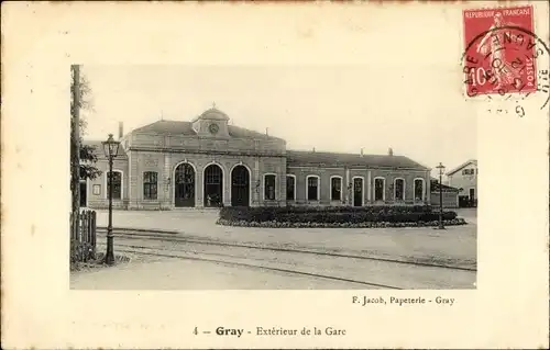 Ak Gray Haute Saône, Exterieur de la Gare