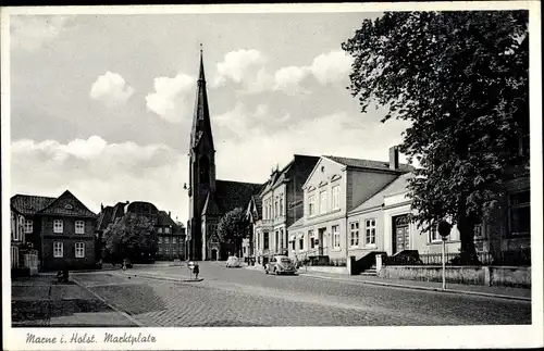 Ak Marne in Holstein, Marktplatz mit Kirche