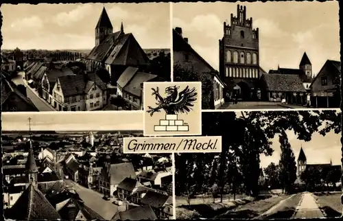Ak Grimmen in Mecklenburg Vorpommern, Stadtansichten, Kirche, Rathaus