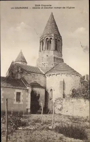 Ak La Couronne Charente, Abside et Clocher roman de l'Eglise