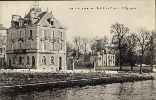 Ak Pontivy Morbihan, L'Hotel des Postes et Telegraphes