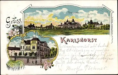 Litho Berlin Lichtenberg Karlshorst, Restaurant zum Heideschlösschen, Totalansicht