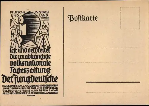 Künstler Ak Jungdeutscher Orden, Weimarer Republik, Tageszeitung der Jungdeutsche