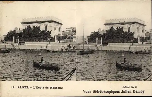 Stereo Ak Algier Alger Algerien, L'Ecole de Medecine, Ruderboot