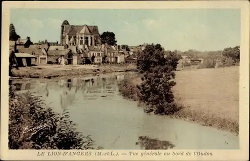 Ak Le Lion d'Angers Maine et Loire, Vue generale au bord de l'Oudon
