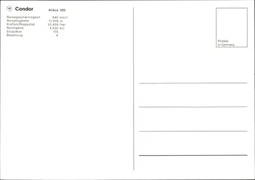 Ak Deutsches Passagierflugzeug, Condor, Airbus A 320, D-AICA