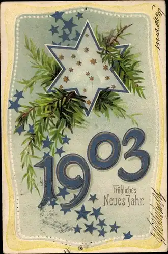 Präge Ak Glückwunsch Neujahr, Jahreszahl 1903, Stern