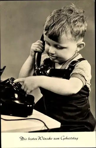 Ak Glückwunsch Geburtstag, Junge beim Telefonieren