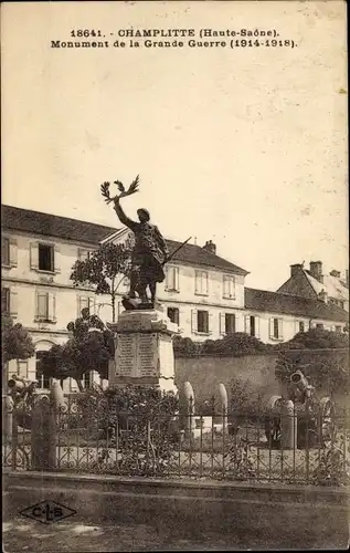 Ak Champlitte Haute Saône, Monument de la Grande Guerre 1914-1918