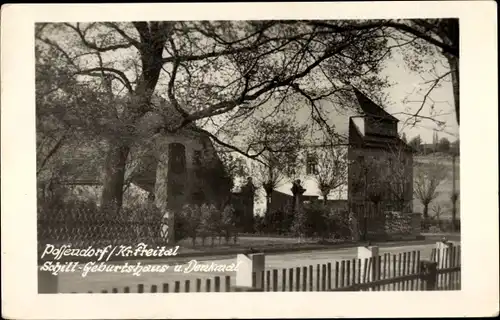 Foto Ak Possendorf Bannewitz Sachsen, Schill Geburtshaus und Denkmal