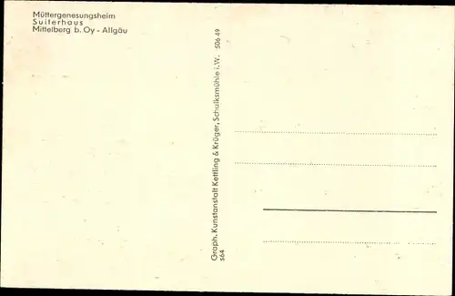 Ak Oy Mittelberg im Allgäu, Suiterhaus, Müttergenesungsheim, Eckbank