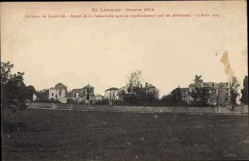 Ak Luneville Meurthe et Moselle, Aspect de la Faisanderie apres le bombardement par les Allemands