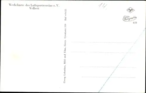 Ak Segelflugzeug Grunau Baby III Schlossstadt Velbert