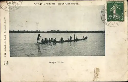 Ak Französisch Kongo, Haut Oubangui, Pirogue Yakoma