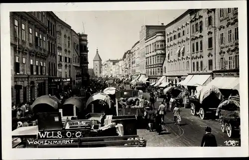 Ak Wels in Oberösterreich, Wochenmarkt