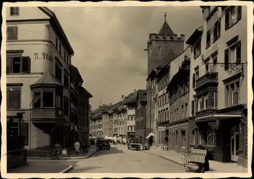 Ak Rheinfelden Kanton Aargau Schweiz, Marktgasse, Hotel Krone, Geschäft N. Flaig