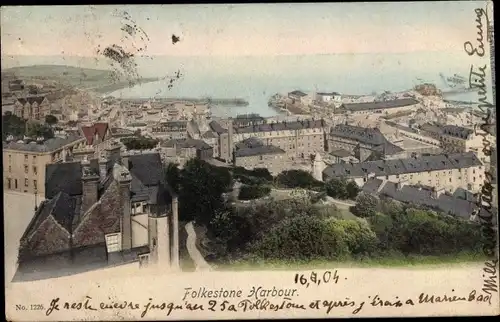 Ak Folkestone Kent South East England, Folkstone Harbour
