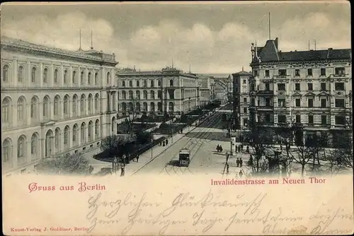Ak Berlin Mitte, Invalidenstraße am Neuen Tor, Straßenbahn