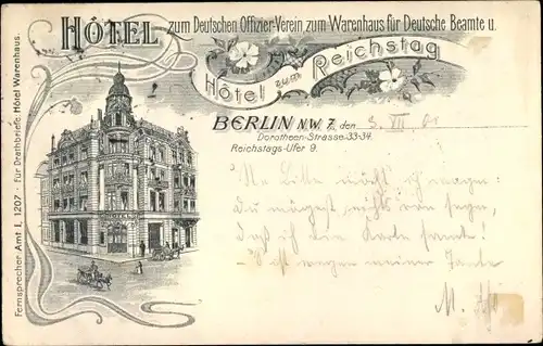 Litho Berlin Mitte,Hotel zum Deutschen Offizier Verein,Warenhaus für Deutsche Beamte,Hotel Reichstag