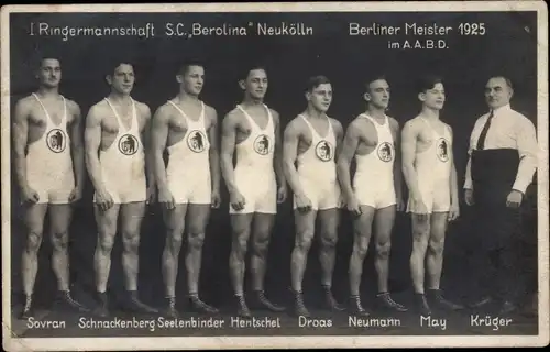 Ak I. Ringermannschaft SC Berolina Neukölln Berliner Meister 1925, Kommunist Werner Seelenbinder KPD