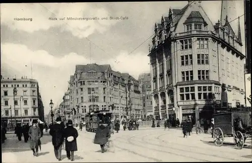 Ak Hamburg Mitte Altstadt, Mönckebergstraße, Stadt Café