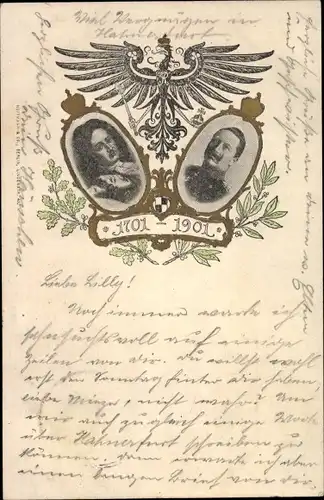 Ak Königreich Preußen 1701 1901, Friedrich I., Kaiser Wilhelm II.