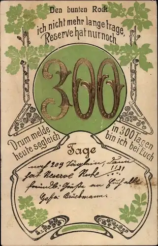 Jugendstil Ak Reserve hat noch 300 Tage