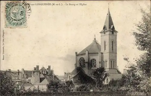 Ak Brain sur Longuenée Maine et Loire, Le Bourg et l'Eglise