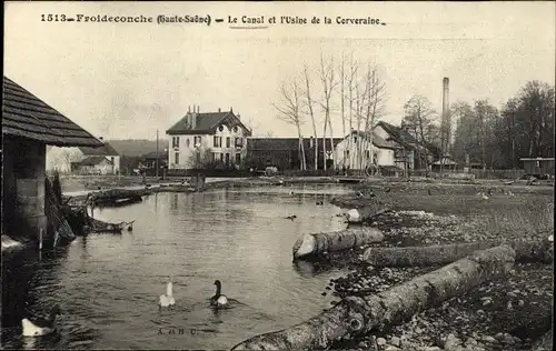 Ak Froideconche Haute Saône, Le Canal et l'Usine de la Corveraine