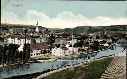 Ak Roßwein in Sachsen, Blick auf den Ort