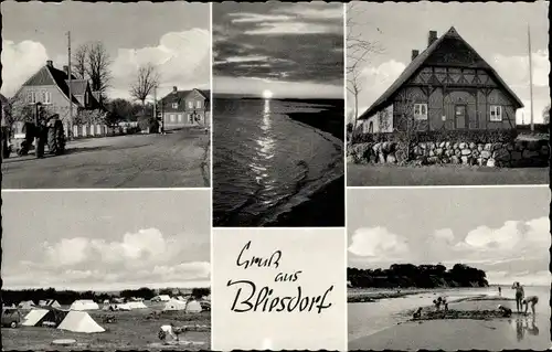 Ak Bliesdorf  Schashagen in Holstein, Partie am Strand, Campingplatz