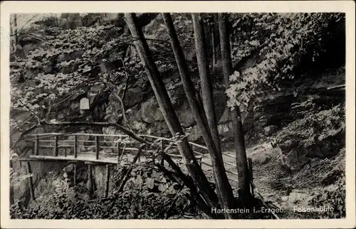 Ak Hartenstein im Erzgebirge, Gaststätte Forsthaus Prinzenhöhle, Felsenhöhle