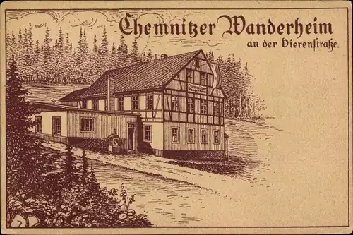 Künstler Ak Neudorf Sehmatal im Erzgebirge, Chemnitzer Wanderheim an der Vierenstraße