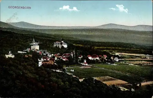 Ak Georgenborn Schlangenbad im Taunus Hessen, Blick auf den Ort mit Umgebung