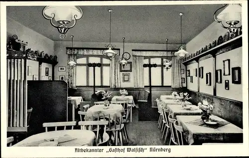 Ak Nürnberg in Mittelfranken, Gasthof Walfisch, Innenansicht, Jakobstr. 19, Bes. Hans Brand