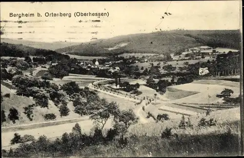 Ak Bergheim Ortenberg Hessen, Ort mit Umgebung