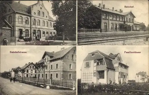 Ak Leszno Górne Oberleschen Niederschlesien, Gasthof zum Deutschen Kaiser, Bahnhof, Bahnhofstraße