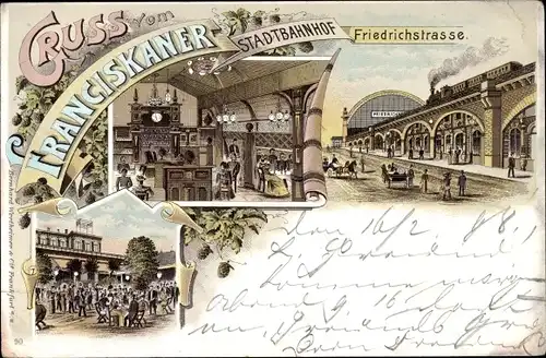 Litho Berlin Mitte, Gasthof Franziskaner, Stadtbahnhof Friedrichstraße