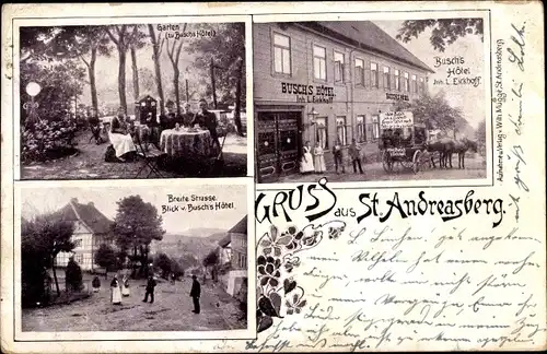 Ak St. Andreasberg Braunlage im Harz, Busch's Hotel, Breite Straße