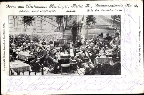 Ak Berlin Mitte, Wirtshaus Herrlinger, Chausseestraße 16, Ecke Invalidenstraße