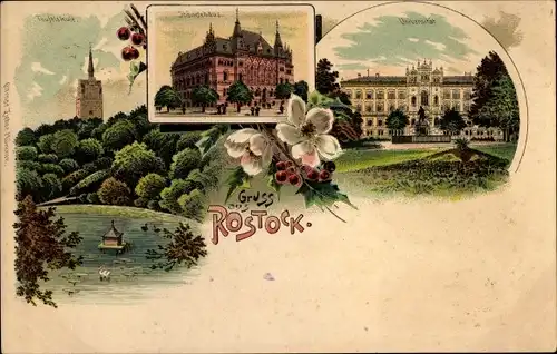 Litho Rostock in Mecklenburg Vorpommern, Universität, Ständehaus, Teufelskule