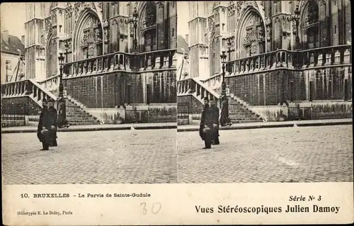 Stereo Ak Bruxelles Brüssel, Le Parvis de Sainte Gudule