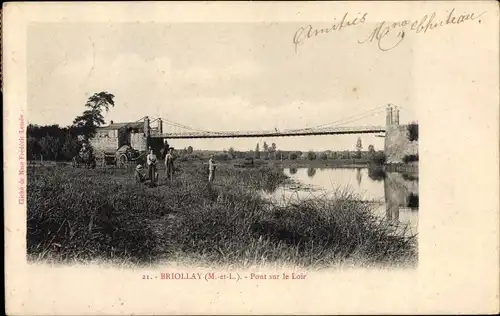 Ak Briollay Maine et Loire, Pont sur le Loir