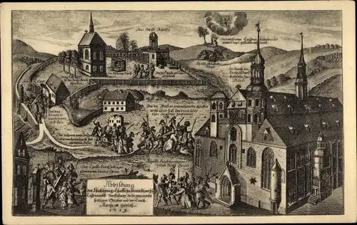 Künstler Ak Görlitz in der Lausitz, Heiliges Grab, Kirche um 1719