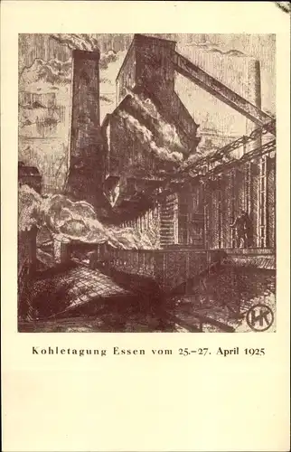 Künstler Ak Essen im Ruhrgebiet, Kohletagung 25. bis 27. April 1925