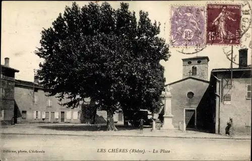 Ak Les Chères Rhône, La Place