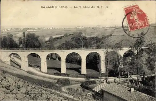 Ak Salles Rhône, Le Viaduc du C. F. B.