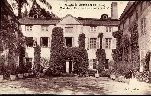 Ak Villié Morgon Rhône, La Mairie, Cour d'honneur