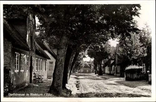 Ak Nieblum Insel Föhr, Blick in die Dorfstrasse, Allee